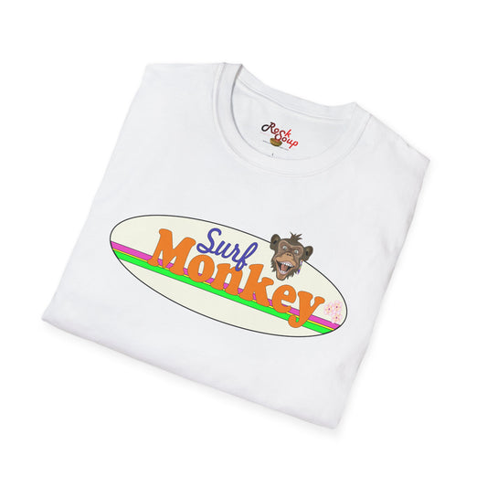 Surf Monkey - White - Unisex Crew Softstyle T-Shirt