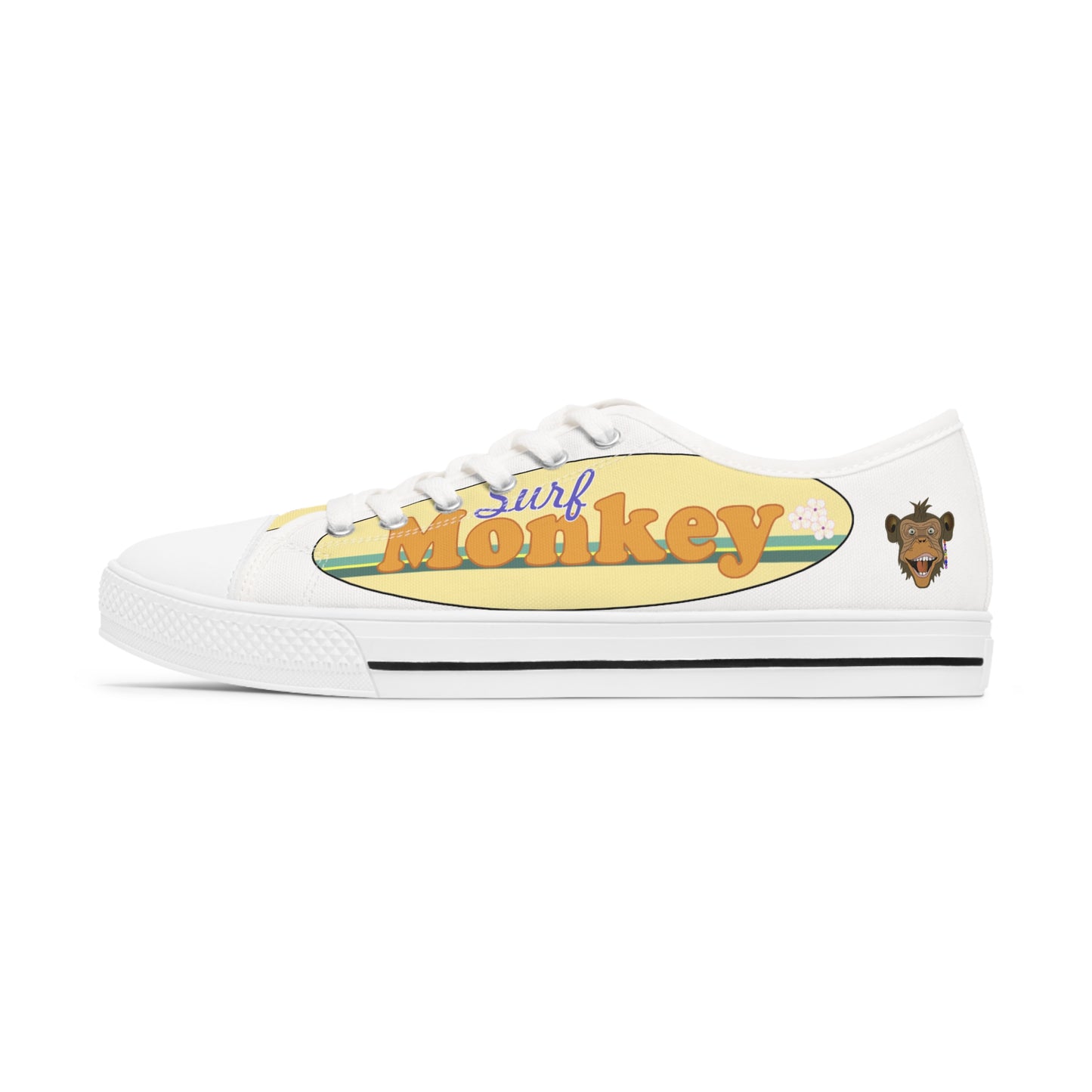 Surf Monkey - White - Women's Low Top Sneakers