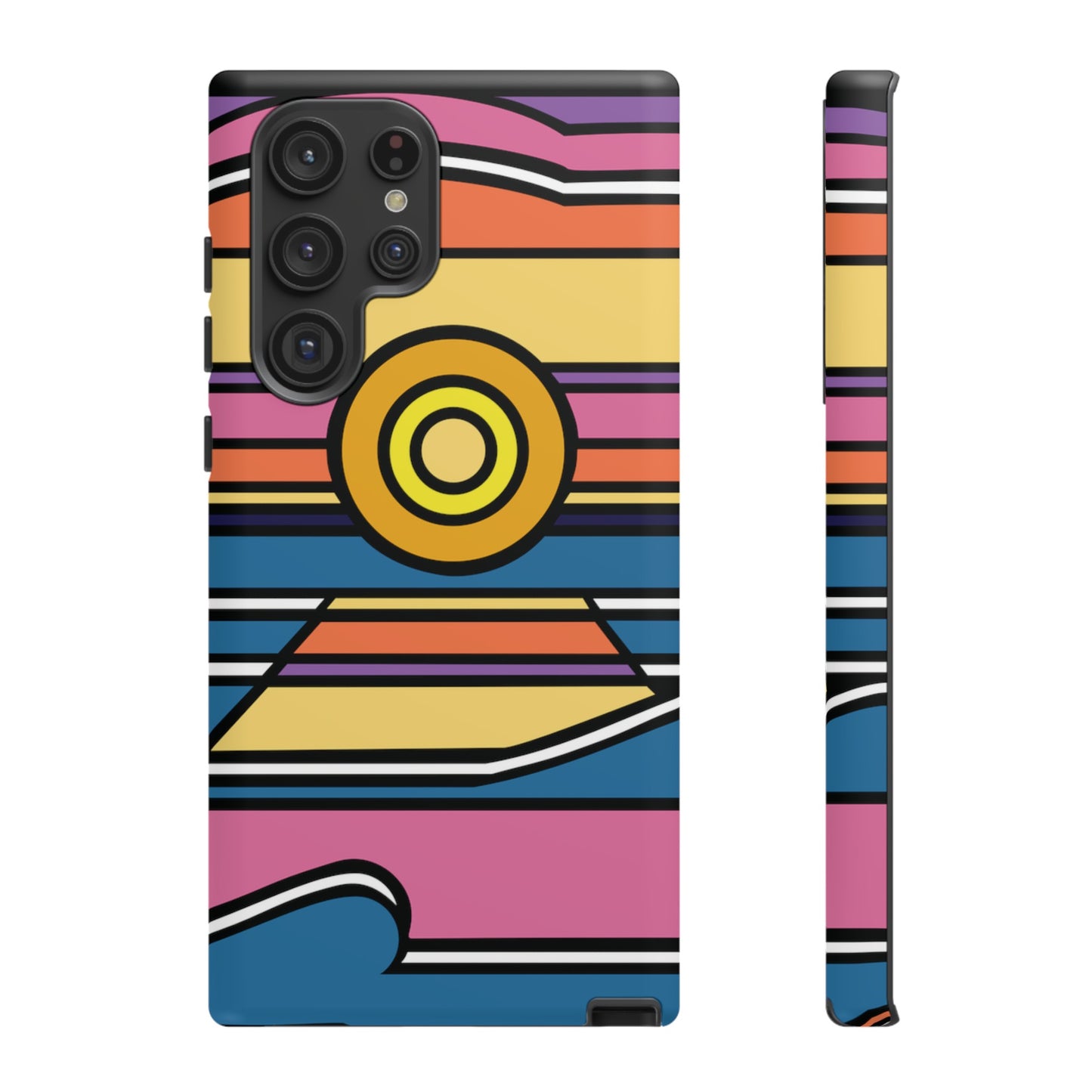 Surf Monkey - 70's Retro - Black Phone Case