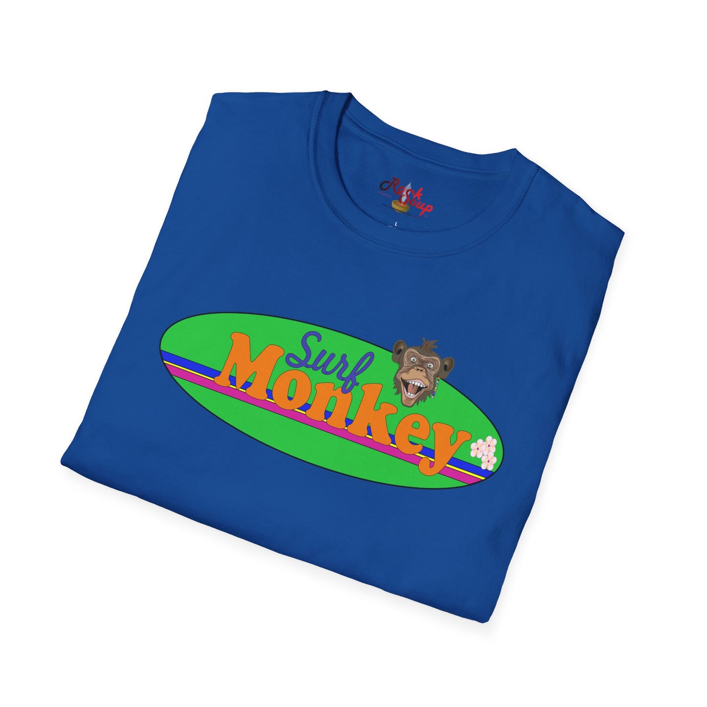 Surf Monkey - Green - Unisex Crew Softstyle T-Shirt