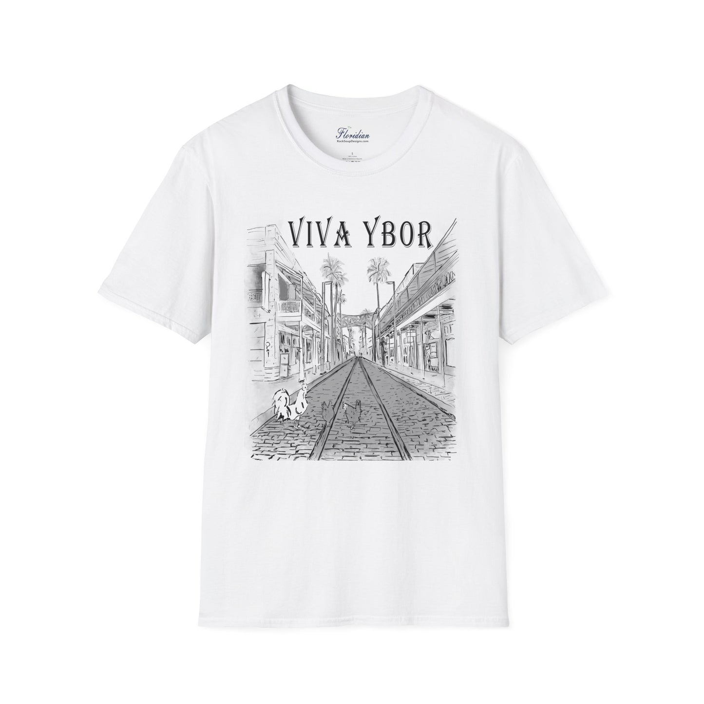 The Floridian - B&W Viva Ybor - Unisex Crew Softstyle T-Shirt