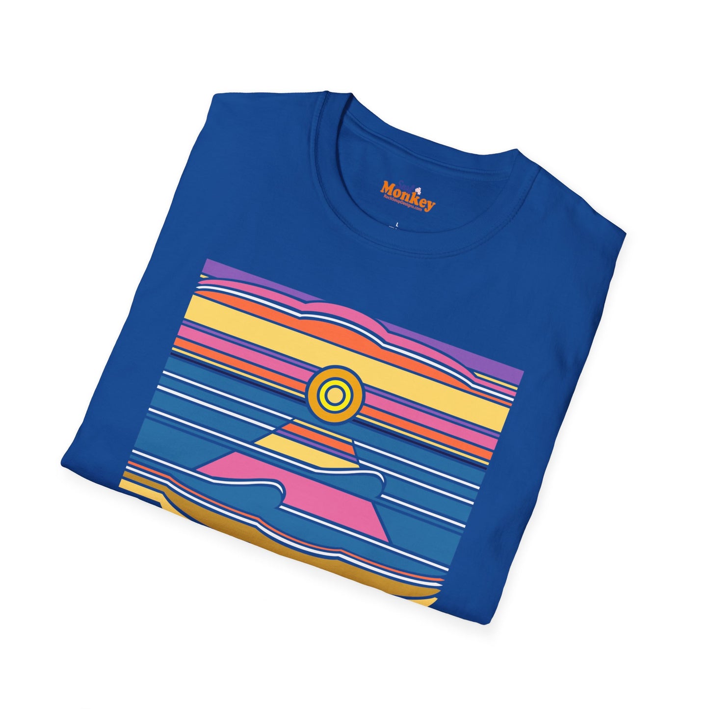 Surf Monkey - 70's Retro Sunset - Unisex Softstyle T-Shirt