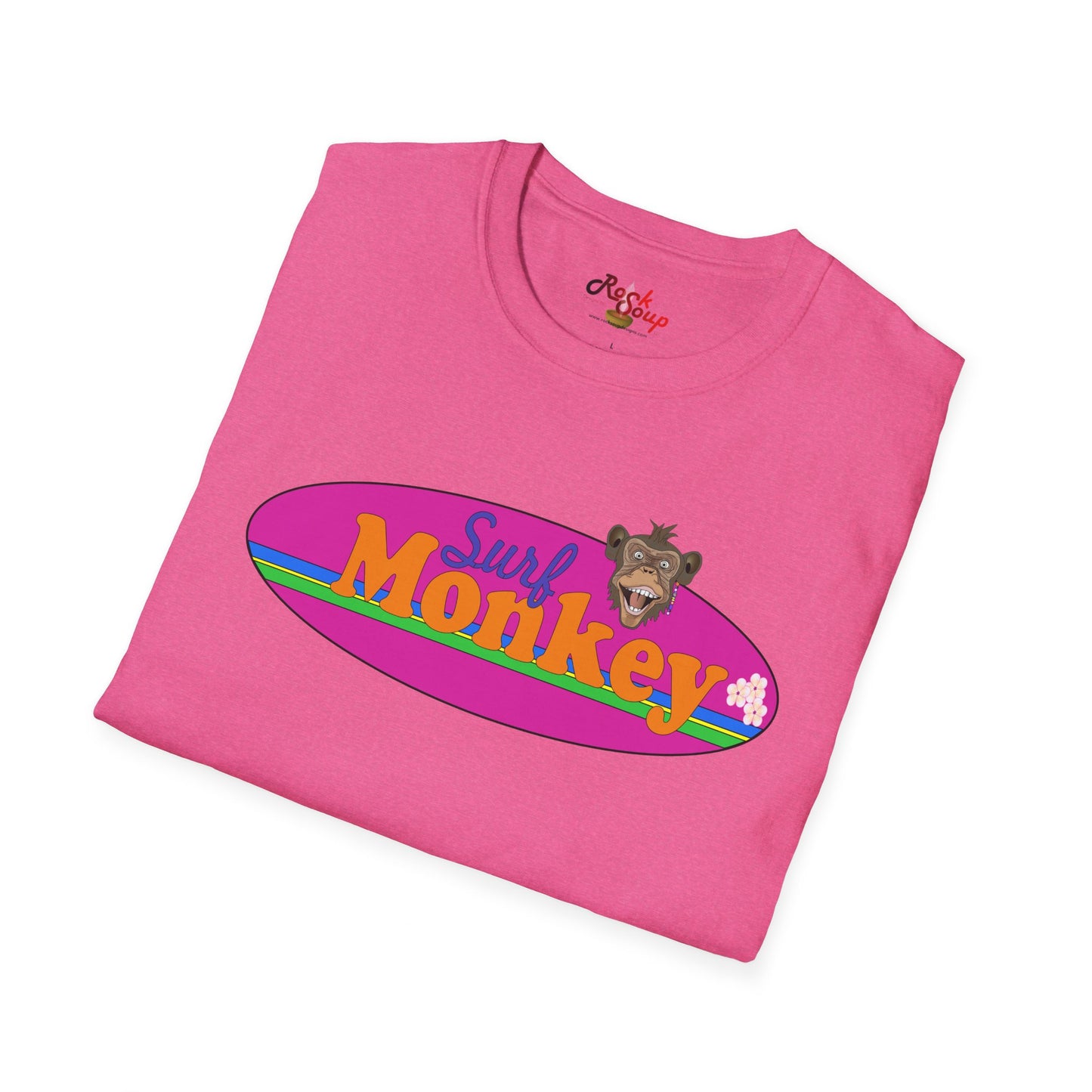 Surf Monkey - Purple - Unisex Crew Softstyle T-Shirt