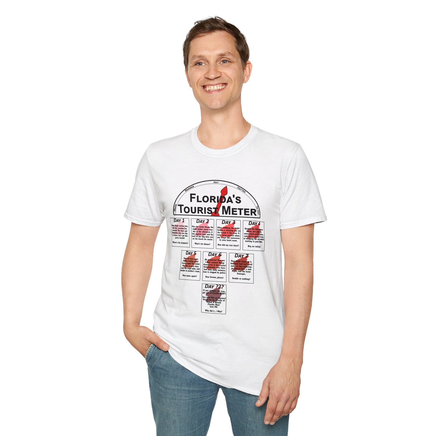 The Floridian - Florida's Tourist Meter - Unisex Crew Softstyle T-Shirt