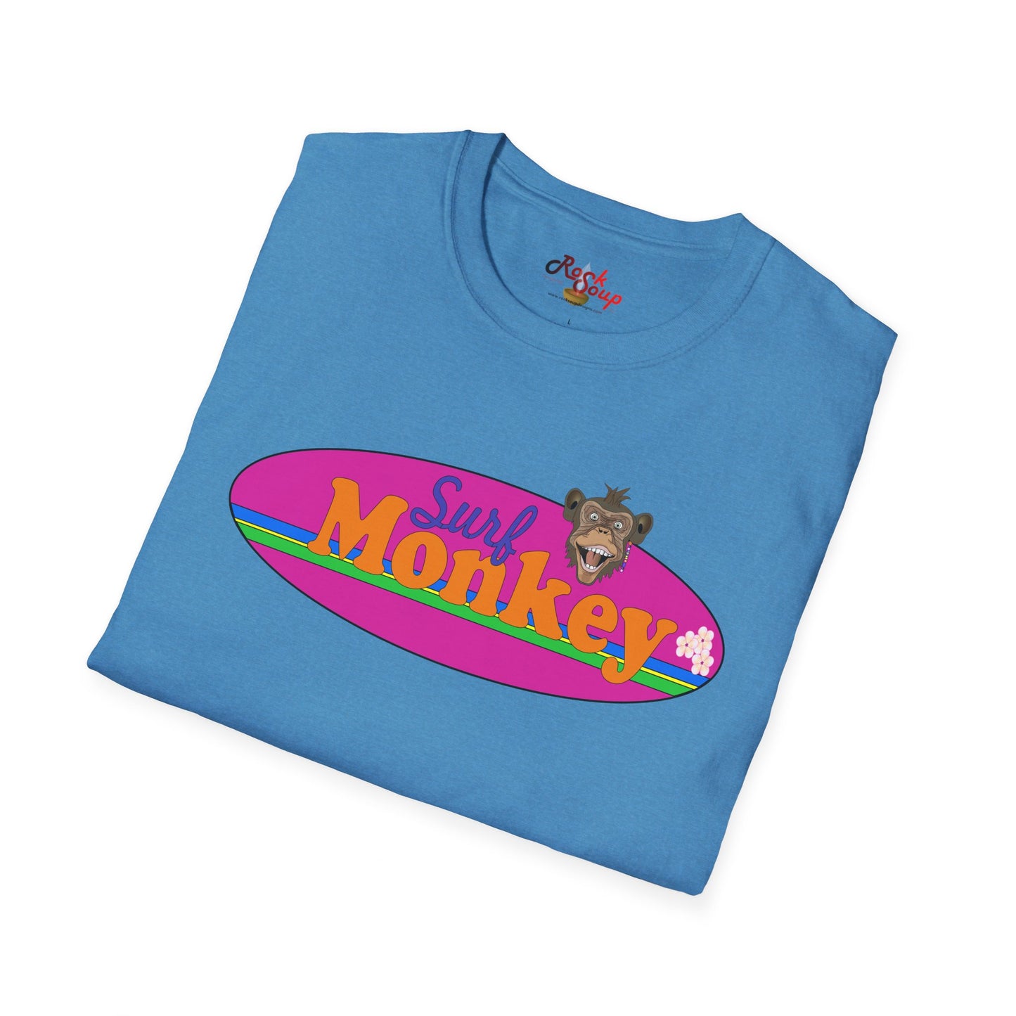 Surf Monkey - Purple - Unisex Crew Softstyle T-Shirt