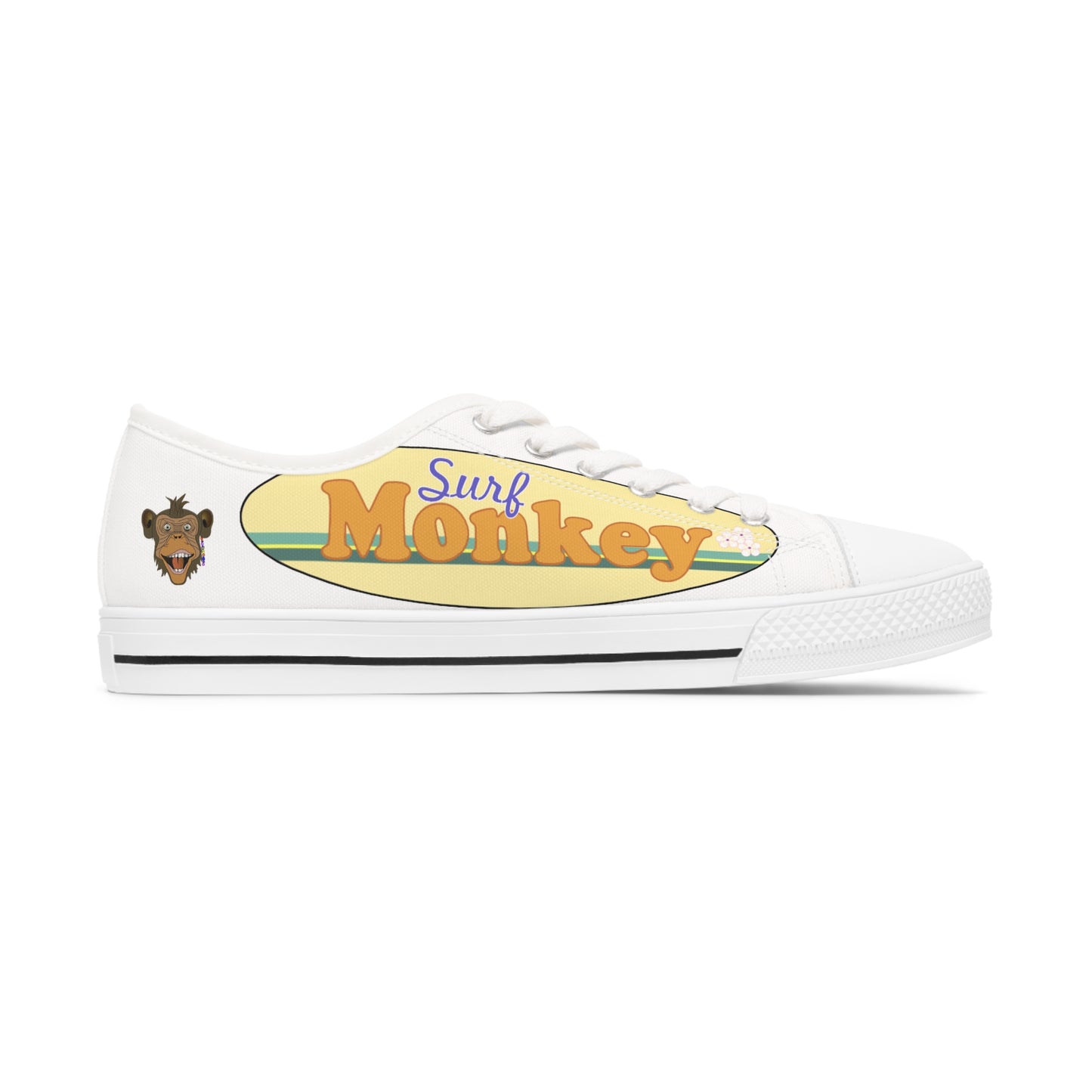 Surf Monkey - White - Women's Low Top Sneakers