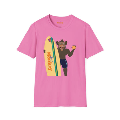 Surf Monkey Boy - Fur Wax - Unisex Crew Softstyle T-Shirt