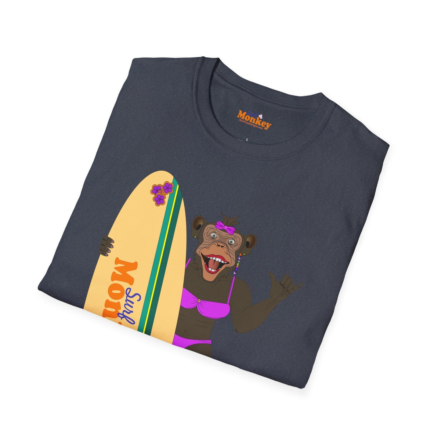 Surf Monkey Girl - Aloha - Unisex Crew Softstyle T-Shirt