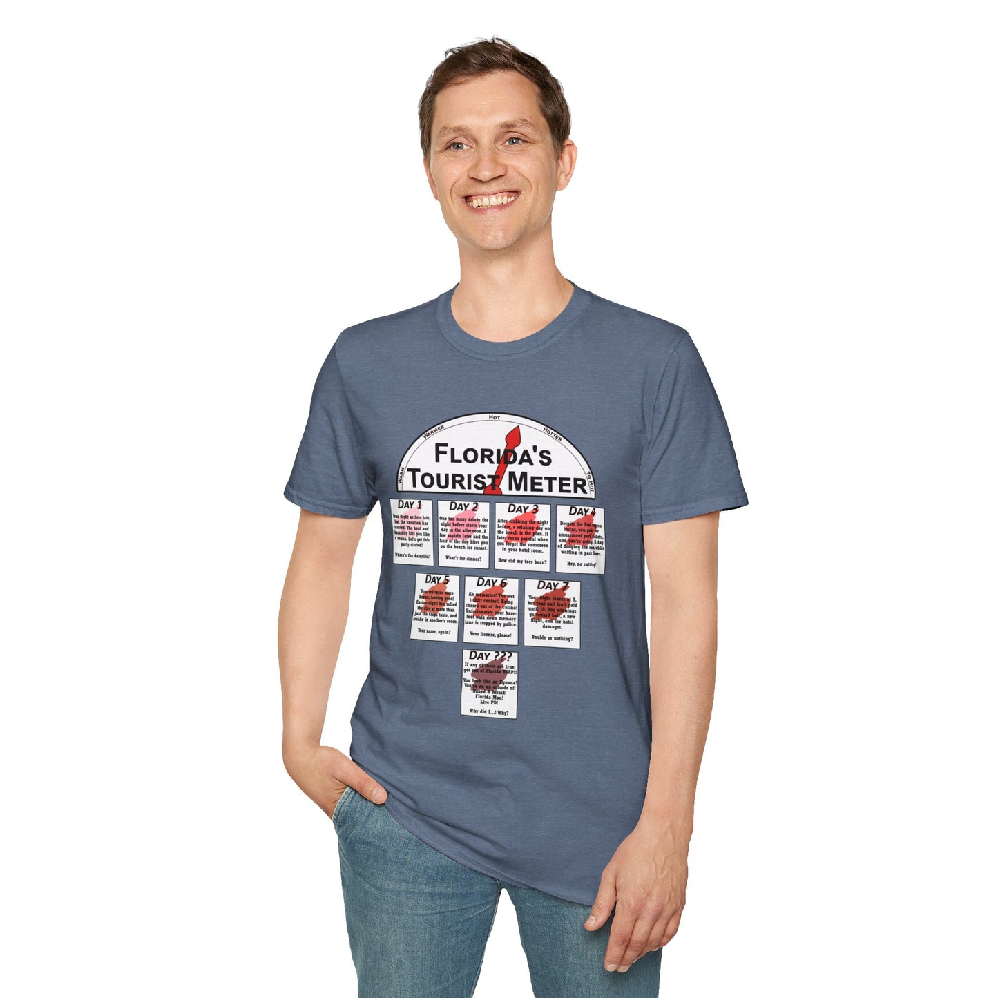 The Floridian - Florida's Tourist Meter - Unisex Crew Softstyle T-Shirt