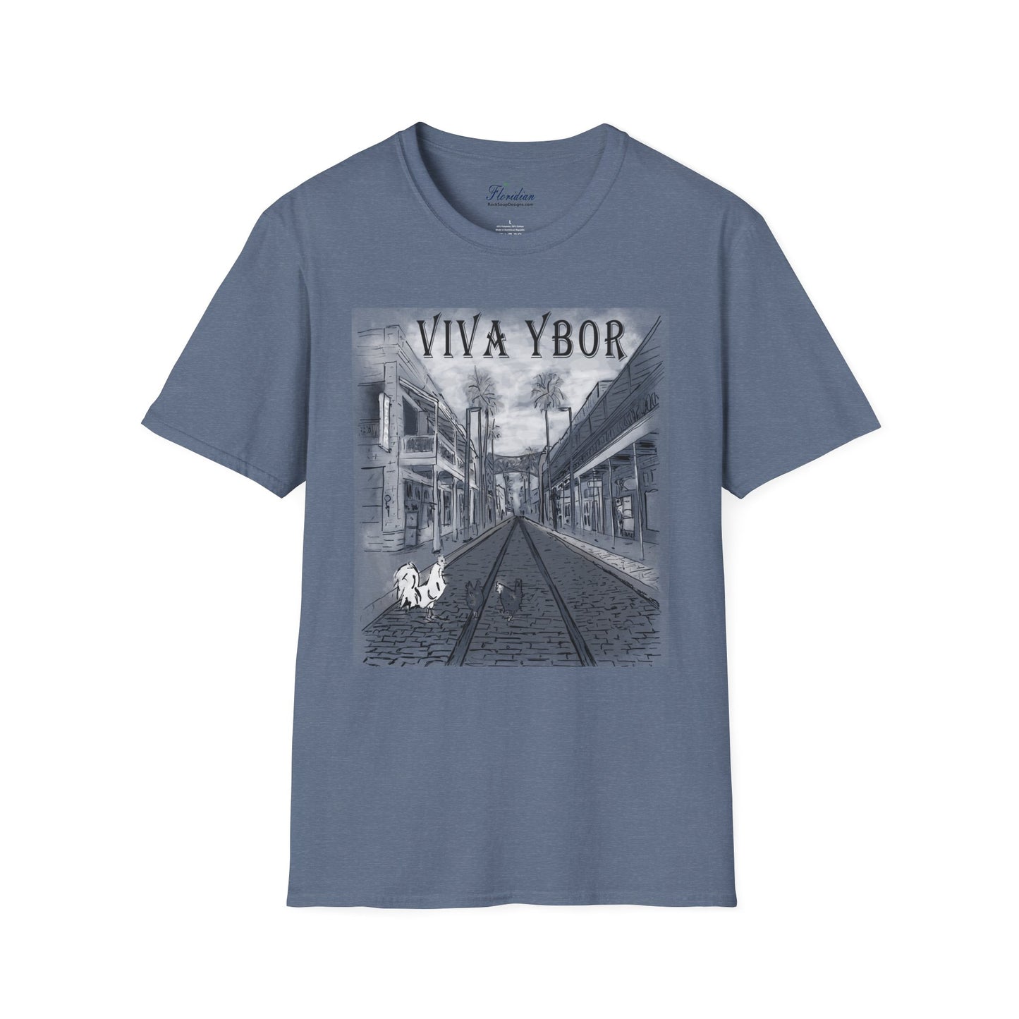 The Floridian - B&W Viva Ybor - Unisex Crew Softstyle T-Shirt