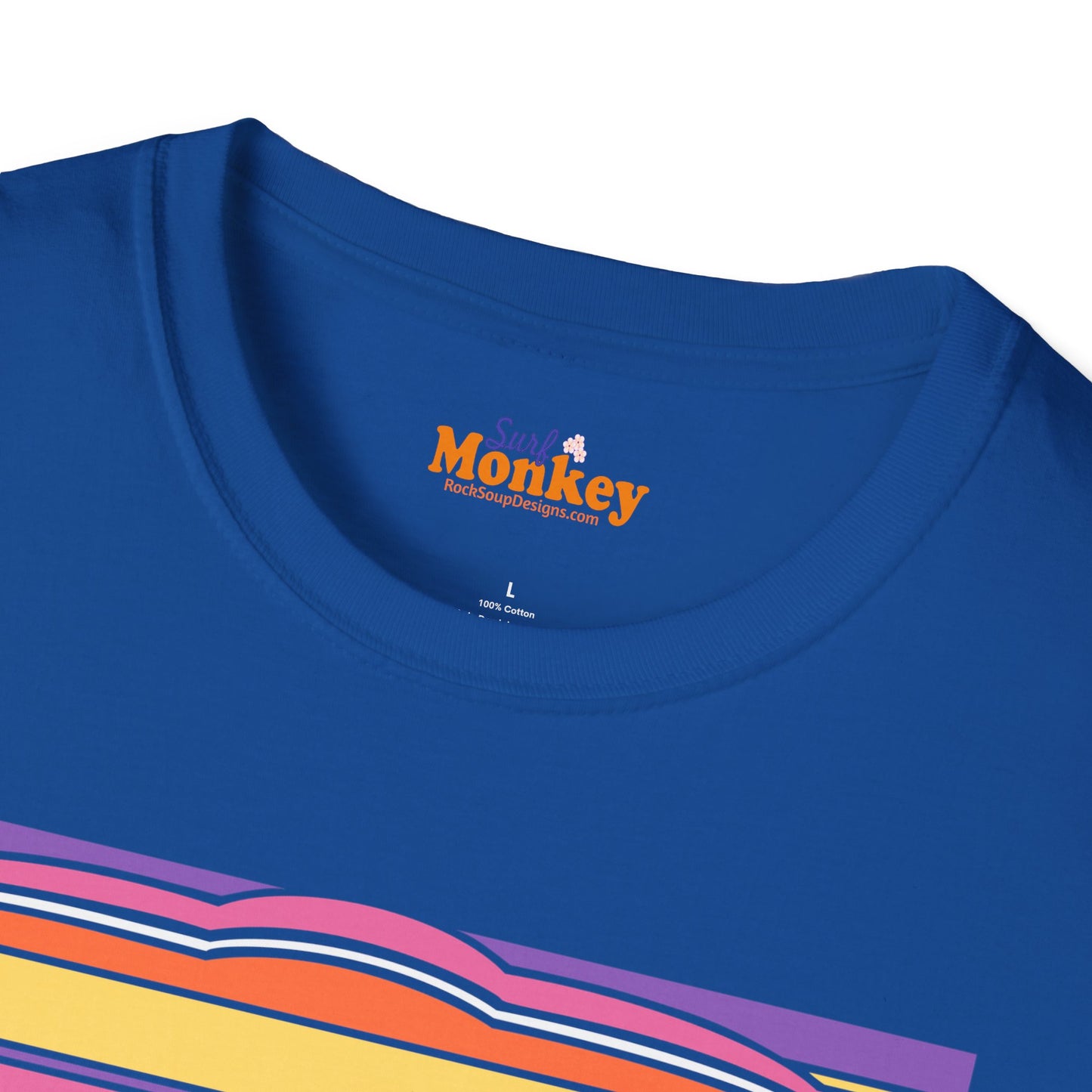 Surf Monkey - 70's Retro Sunset - Unisex Softstyle T-Shirt