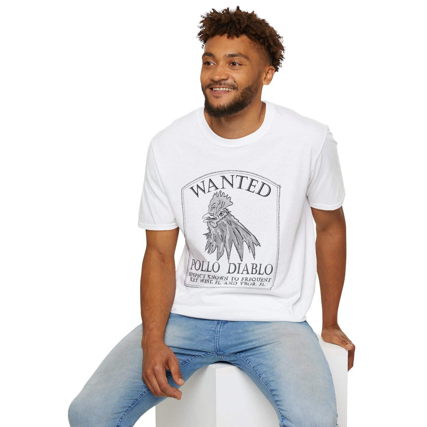 The Floridian - B&W Diablo Pollo - Unisex Crew Softstyle T-Shirt