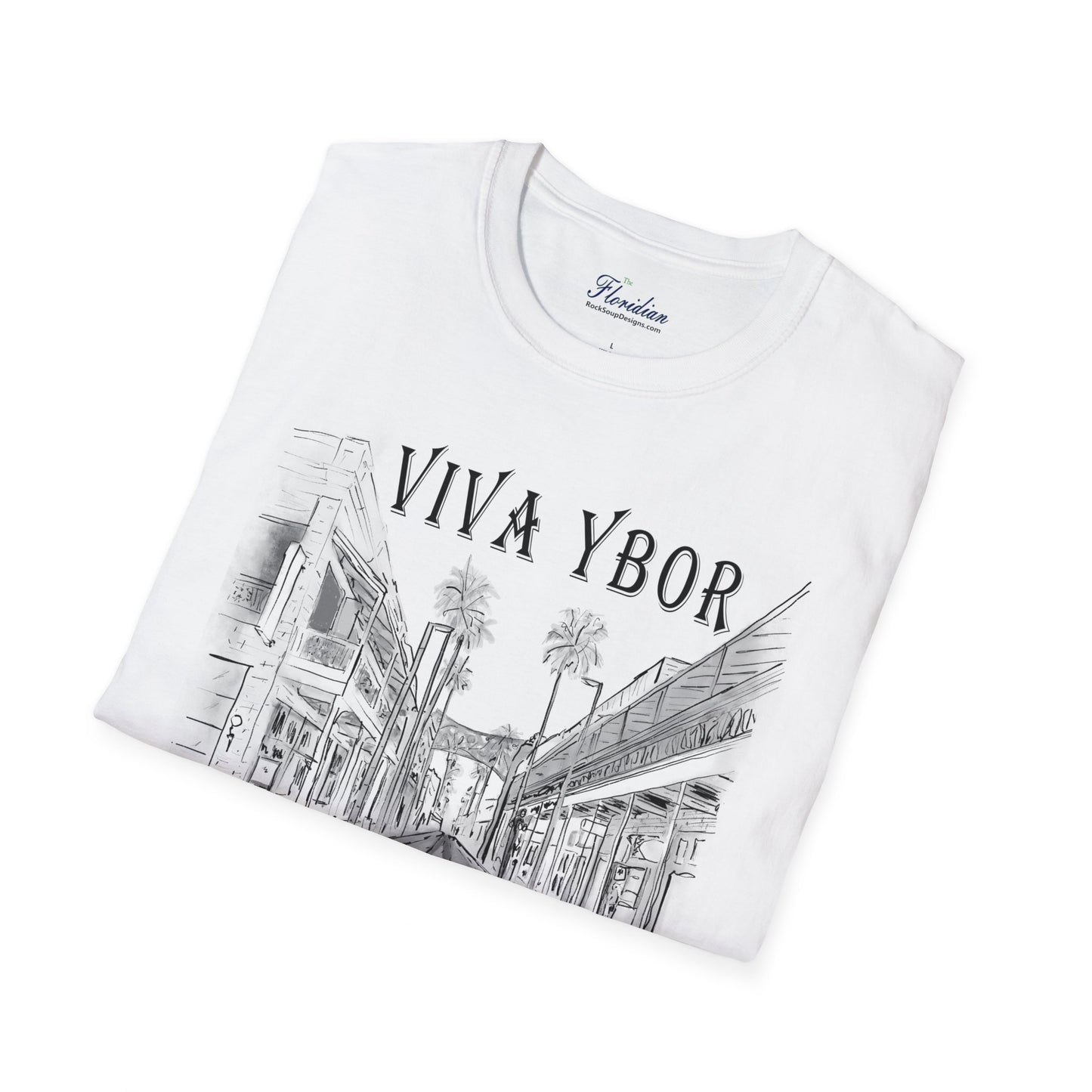 The Floridian - B&W Viva Ybor - Unisex Crew Softstyle T-Shirt