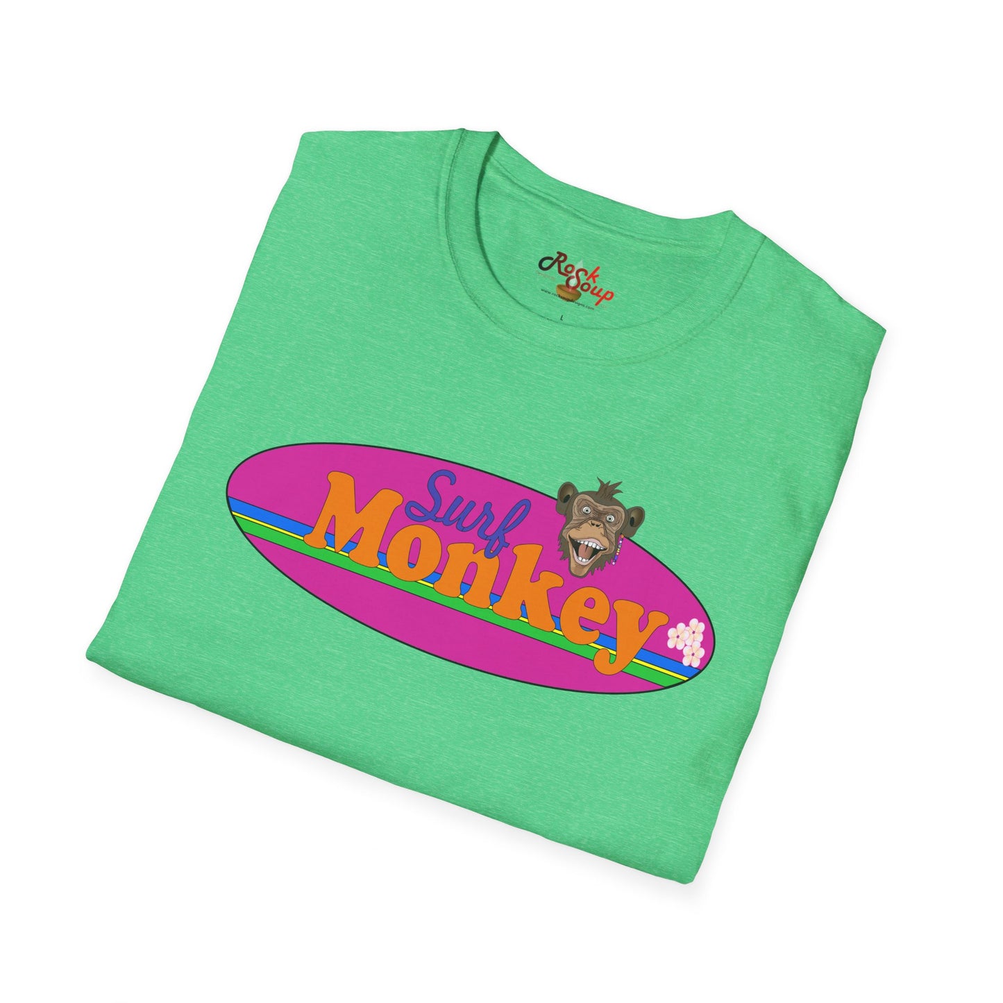 Surf Monkey - Purple - Unisex Crew Softstyle T-Shirt