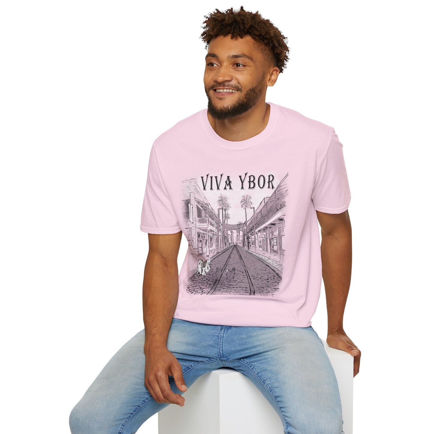 The Floridian - B&W Viva Ybor - Unisex Crew Softstyle T-Shirt