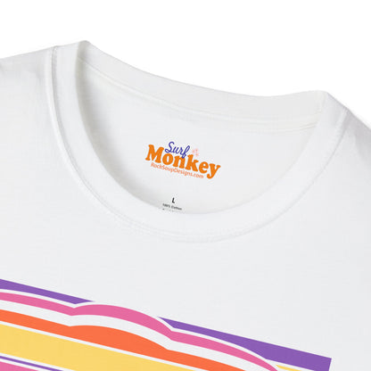 Surf Monkey - 70's Retro Sunset - Unisex Softstyle T-Shirt