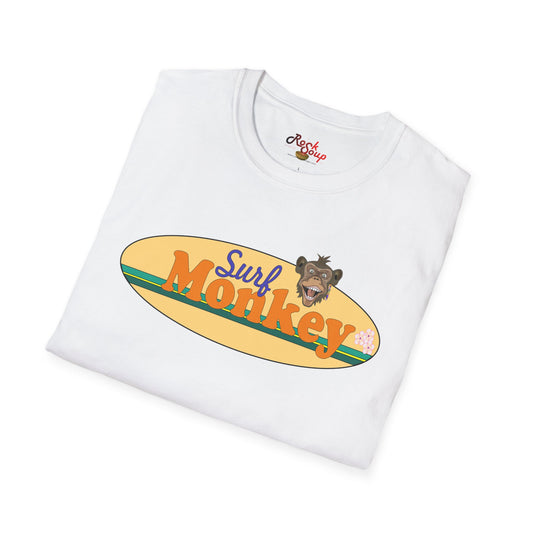 Surf Monkey - Yellow - Unisex Crew Softstyle T-Shirt