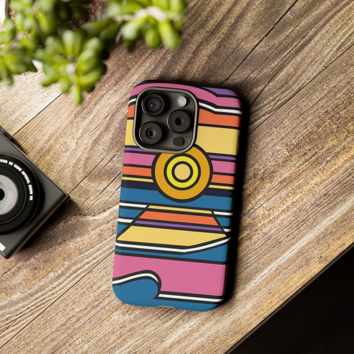 Surf Monkey - 70's Retro - Black Phone Case