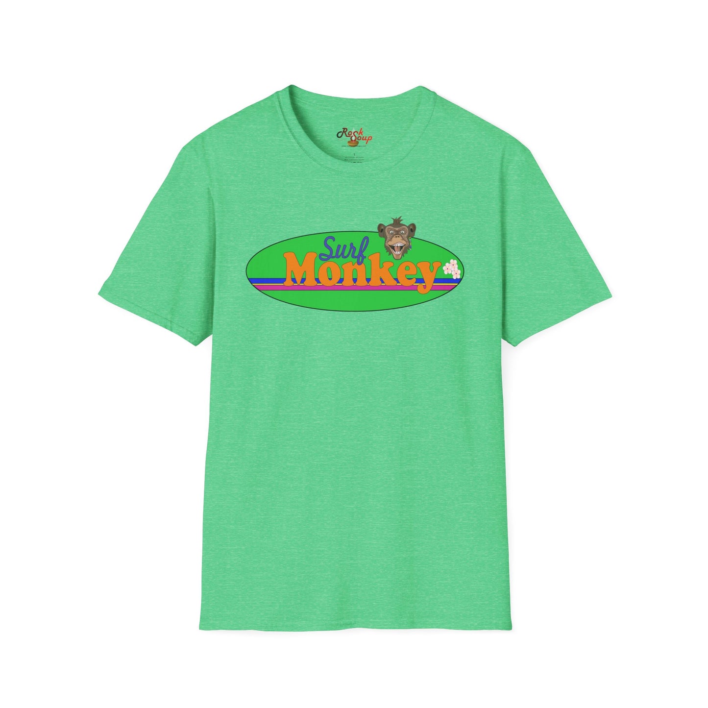 Surf Monkey - Green - Unisex Crew Softstyle T-Shirt