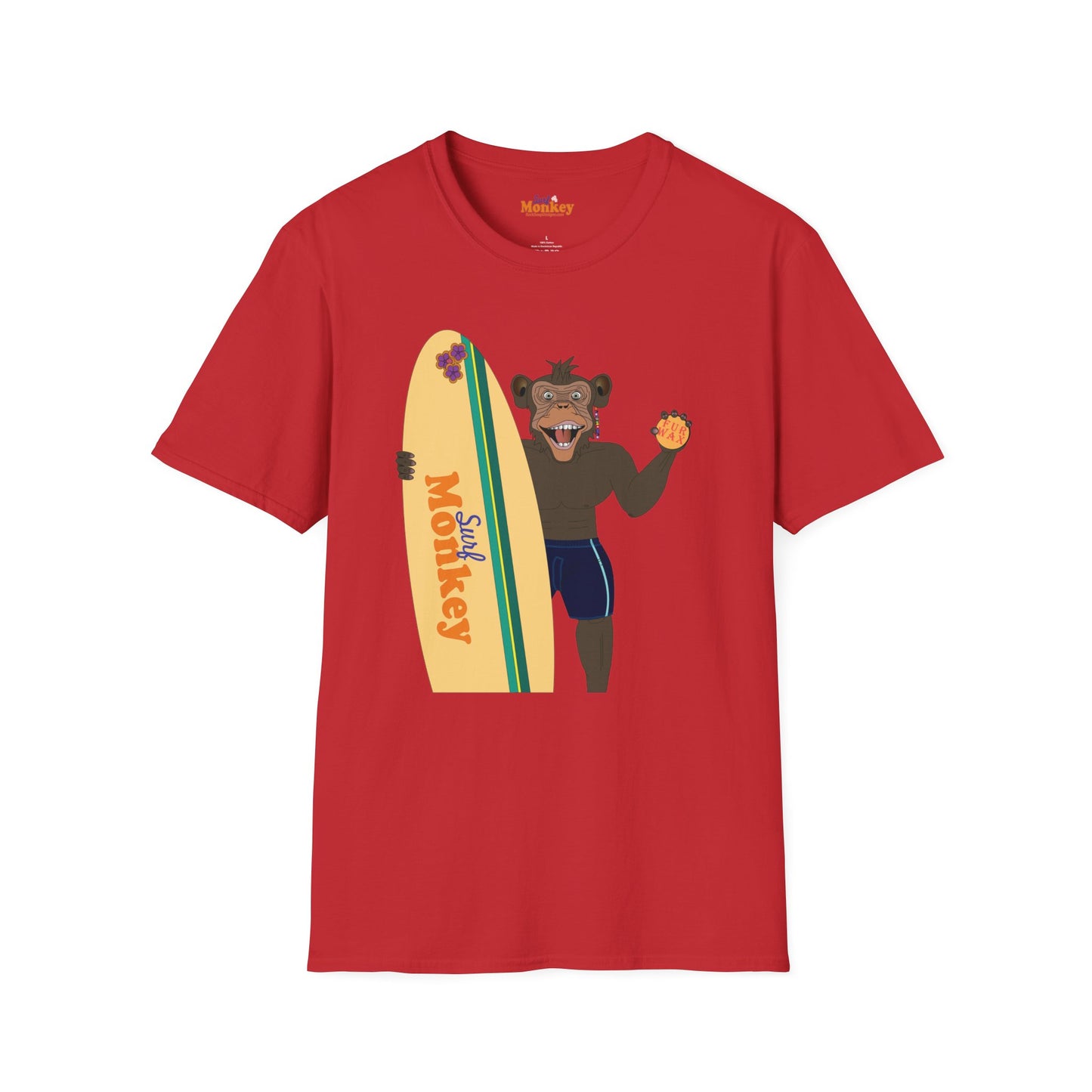 Surf Monkey Boy - Fur Wax - Unisex Crew Softstyle T-Shirt