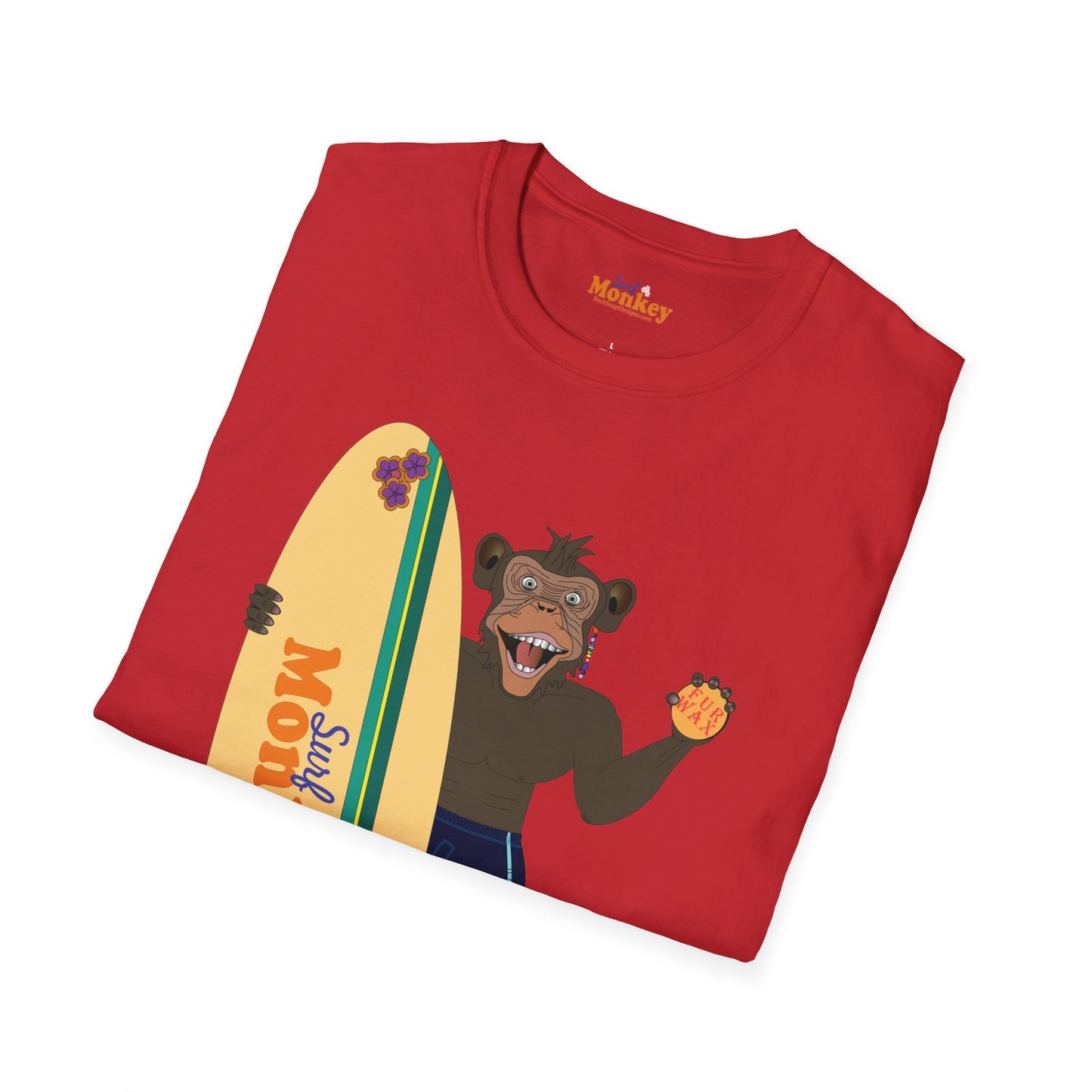 Surf Monkey Boy - Fur Wax - Unisex Crew Softstyle T-Shirt