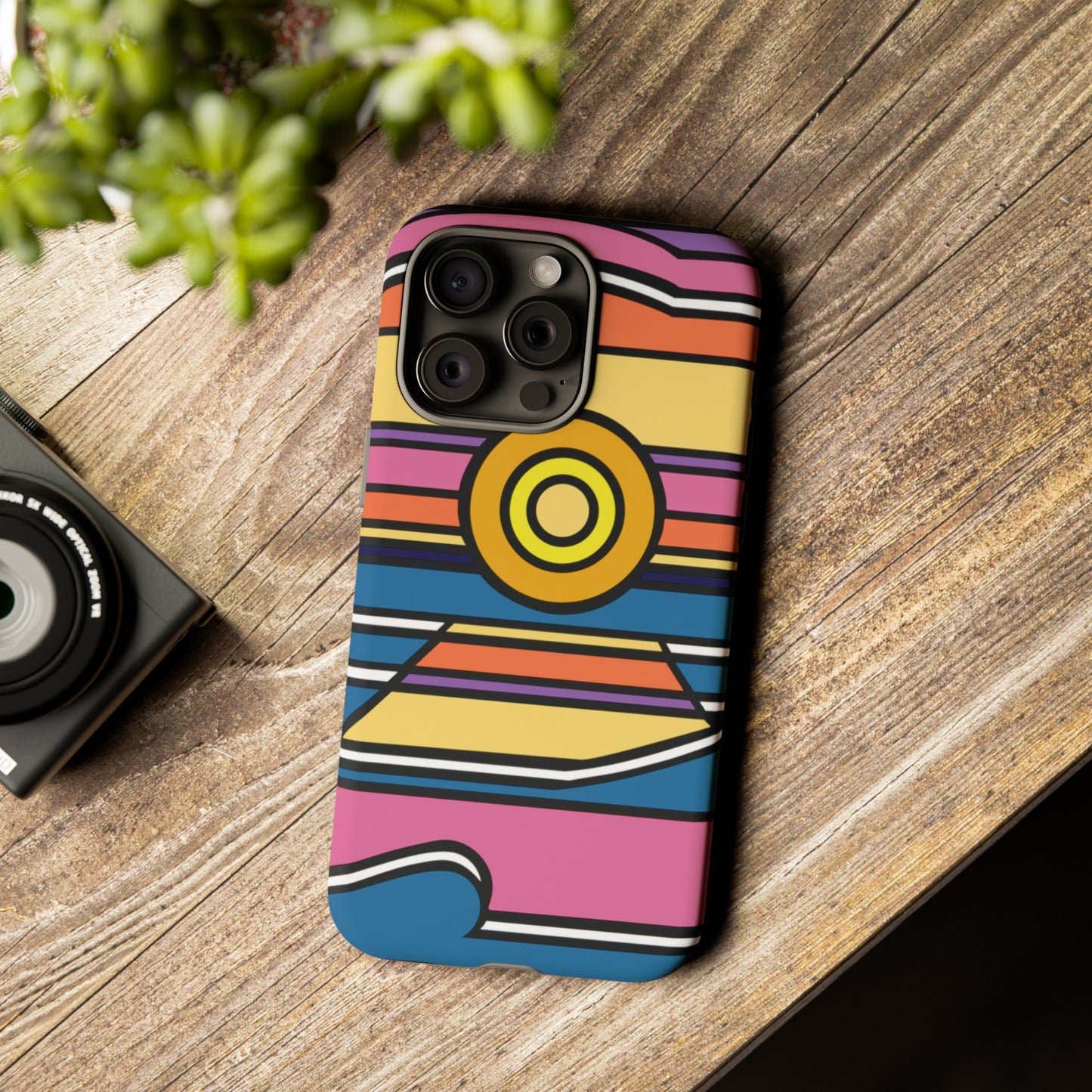 Surf Monkey - 70's Retro - Black Phone Case