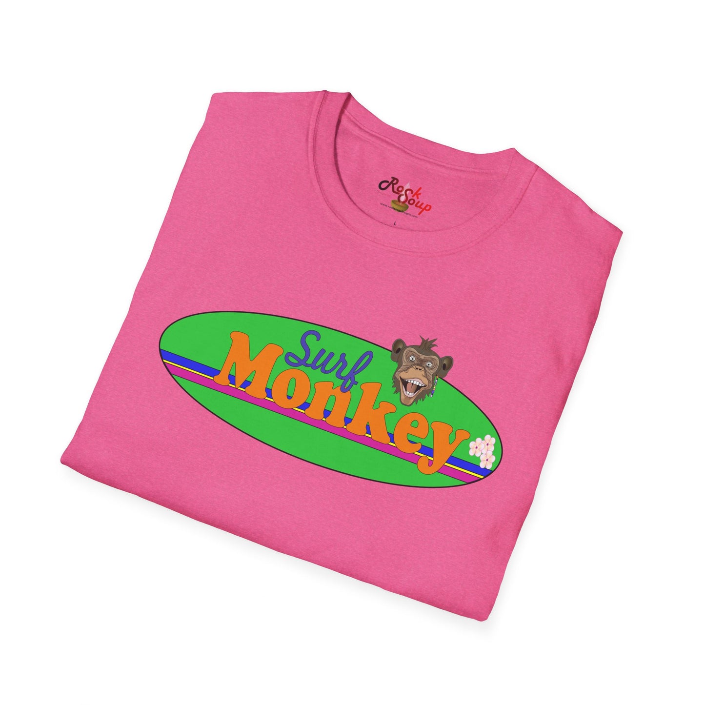 Surf Monkey - Green - Unisex Crew Softstyle T-Shirt