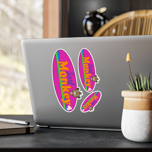 Surf Monkey Purple Board - 3 Sticker Set - Kiss-Cut Vinyl Decals