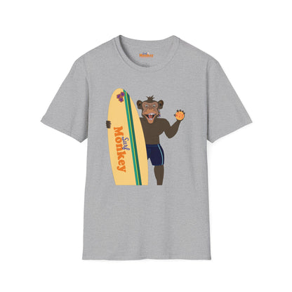 Surf Monkey Boy - Fur Wax - Unisex Crew Softstyle T-Shirt