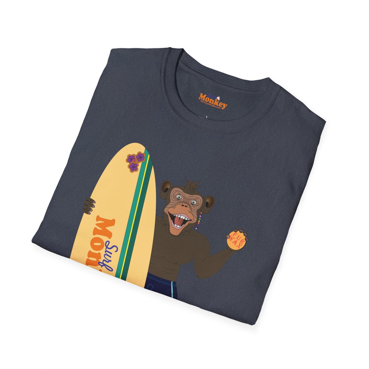 Surf Monkey Boy - Fur Wax - Unisex Crew Softstyle T-Shirt