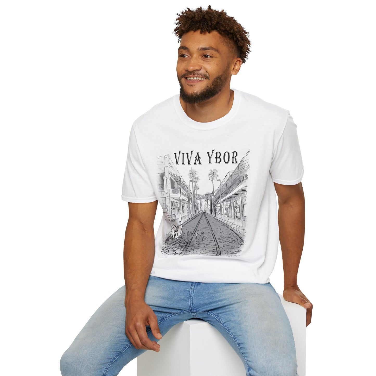 The Floridian - B&W Viva Ybor - Unisex Crew Softstyle T-Shirt