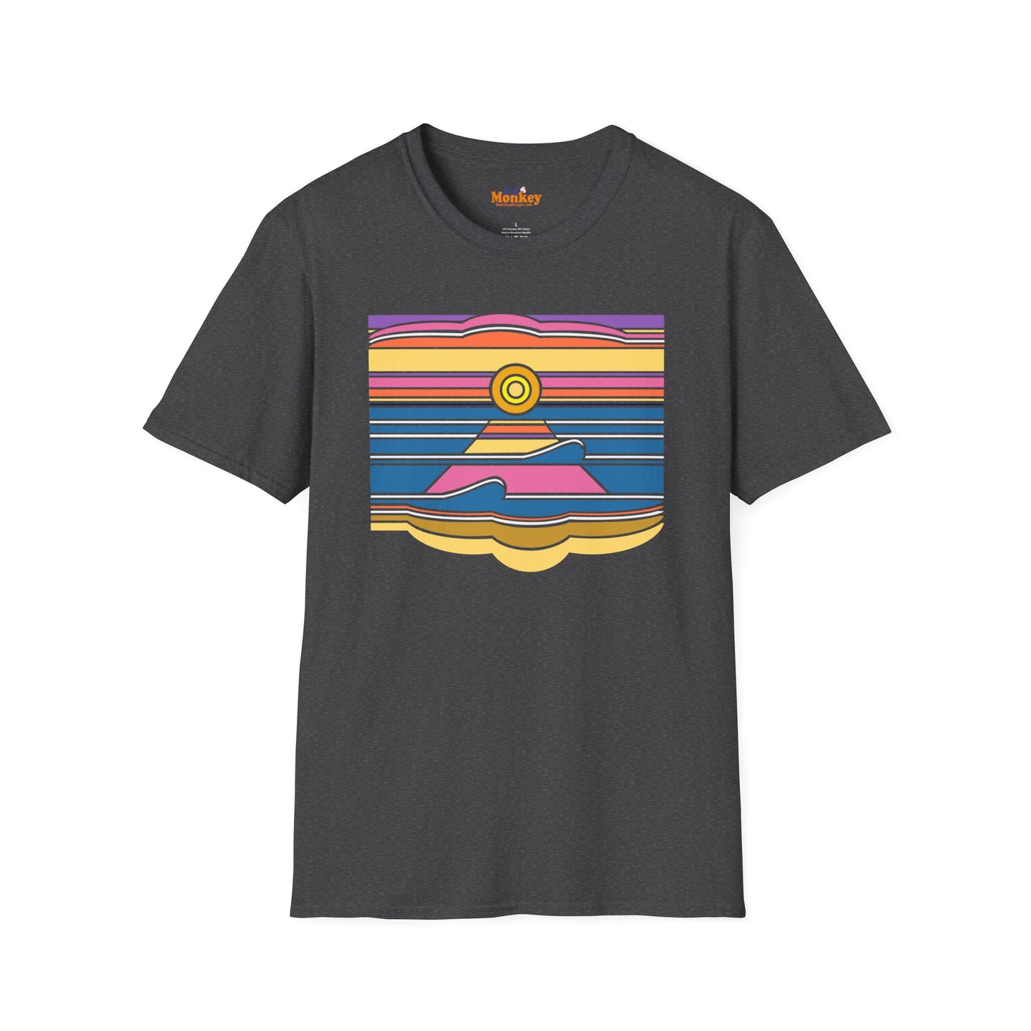 Surf Monkey - 70's Retro Sunset - Unisex Softstyle T-Shirt