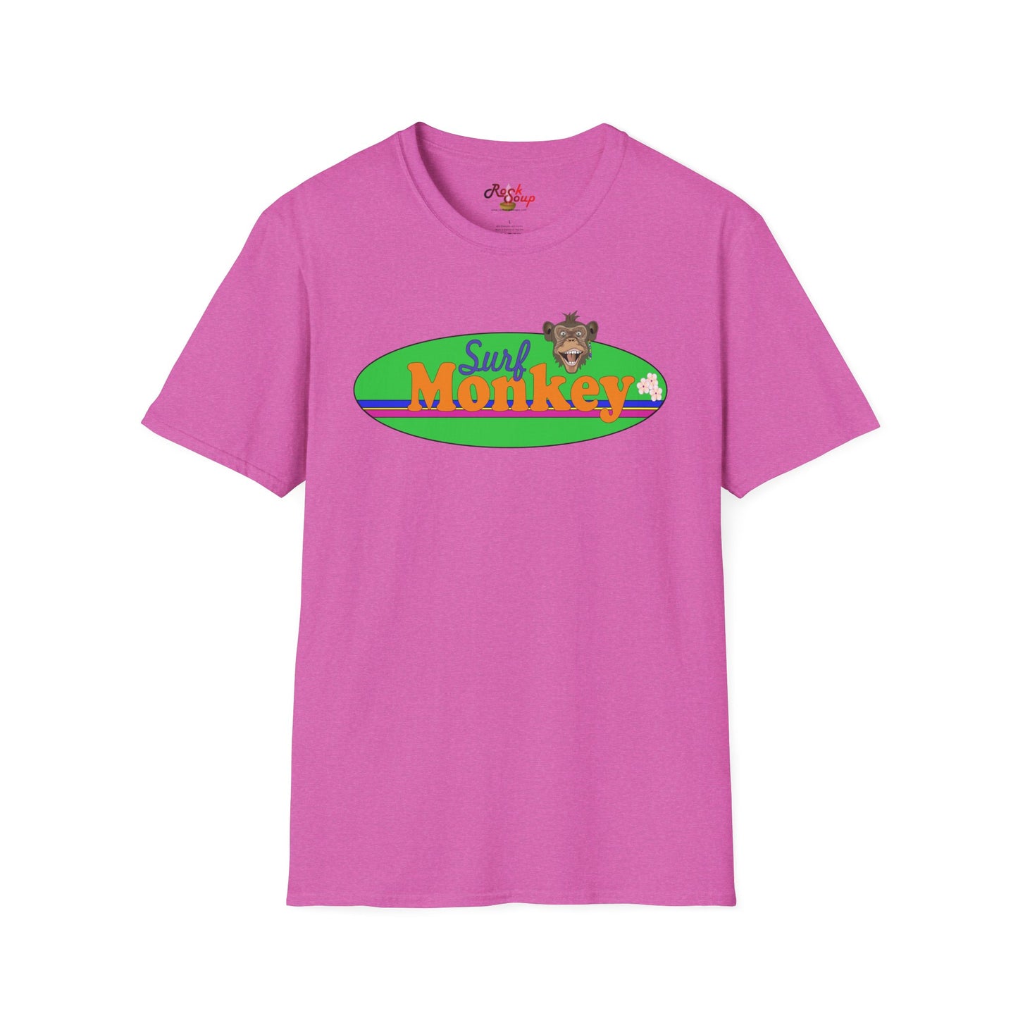 Surf Monkey - Green - Unisex Crew Softstyle T-Shirt