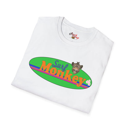 Surf Monkey - Green - Unisex Crew Softstyle T-Shirt