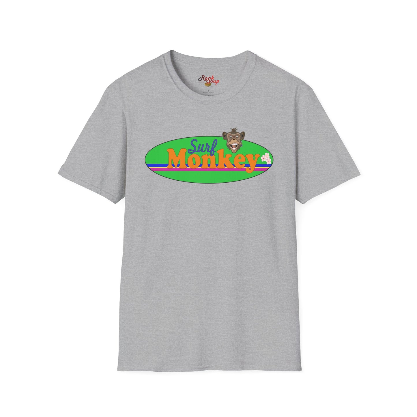 Surf Monkey - Green - Unisex Crew Softstyle T-Shirt