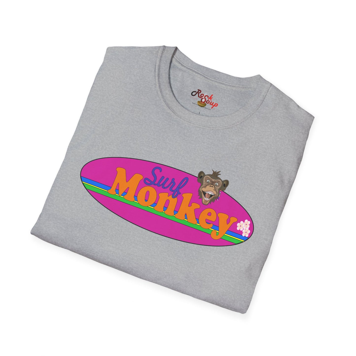 Surf Monkey - Purple - Unisex Crew Softstyle T-Shirt