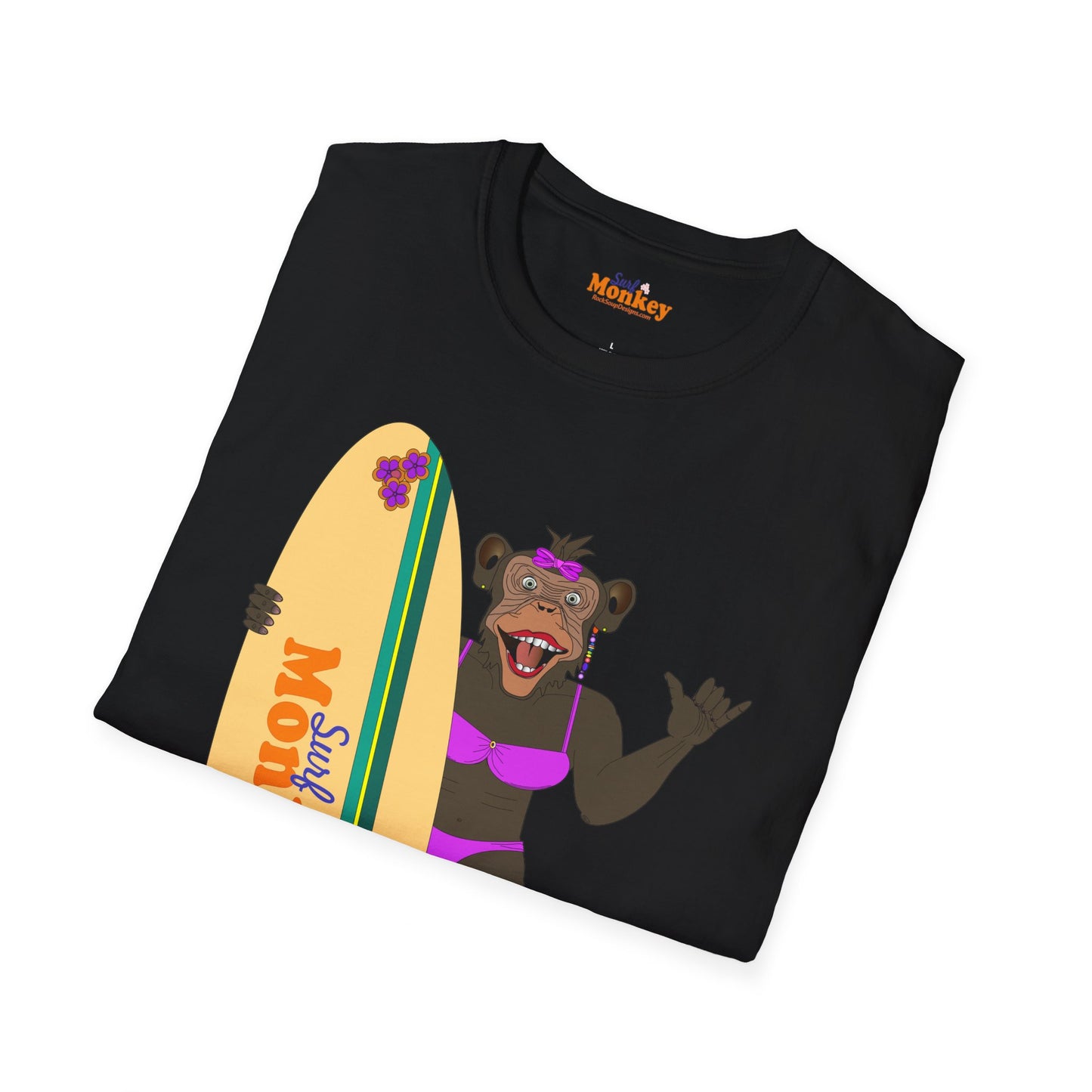 Surf Monkey Girl - Aloha - Unisex Crew Softstyle T-Shirt