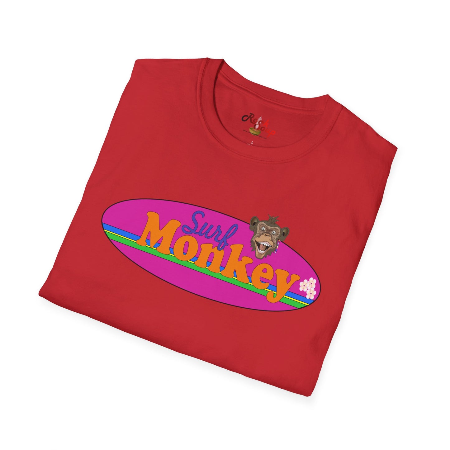 Surf Monkey - Purple - Unisex Crew Softstyle T-Shirt