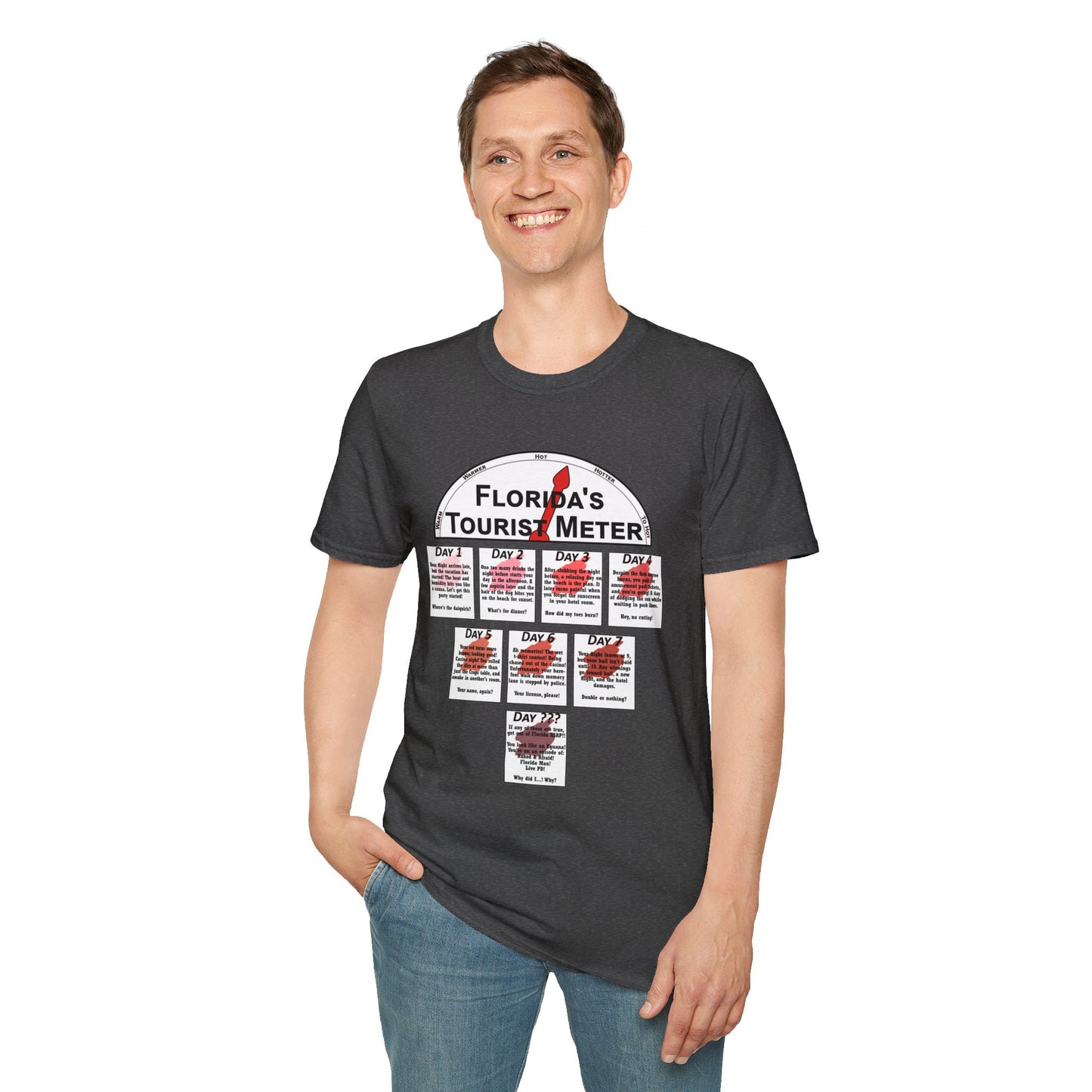 The Floridian - Florida's Tourist Meter - Unisex Crew Softstyle T-Shirt