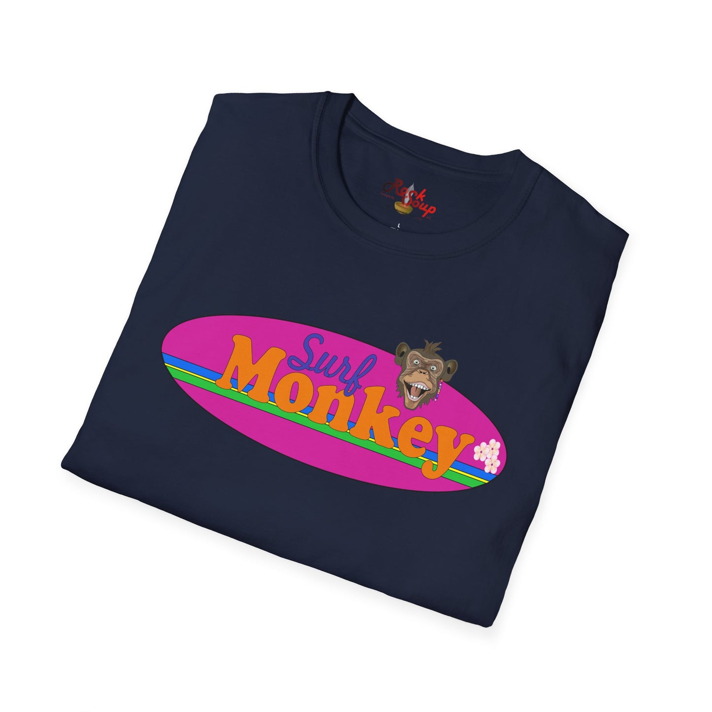 Surf Monkey - Purple - Unisex Crew Softstyle T-Shirt