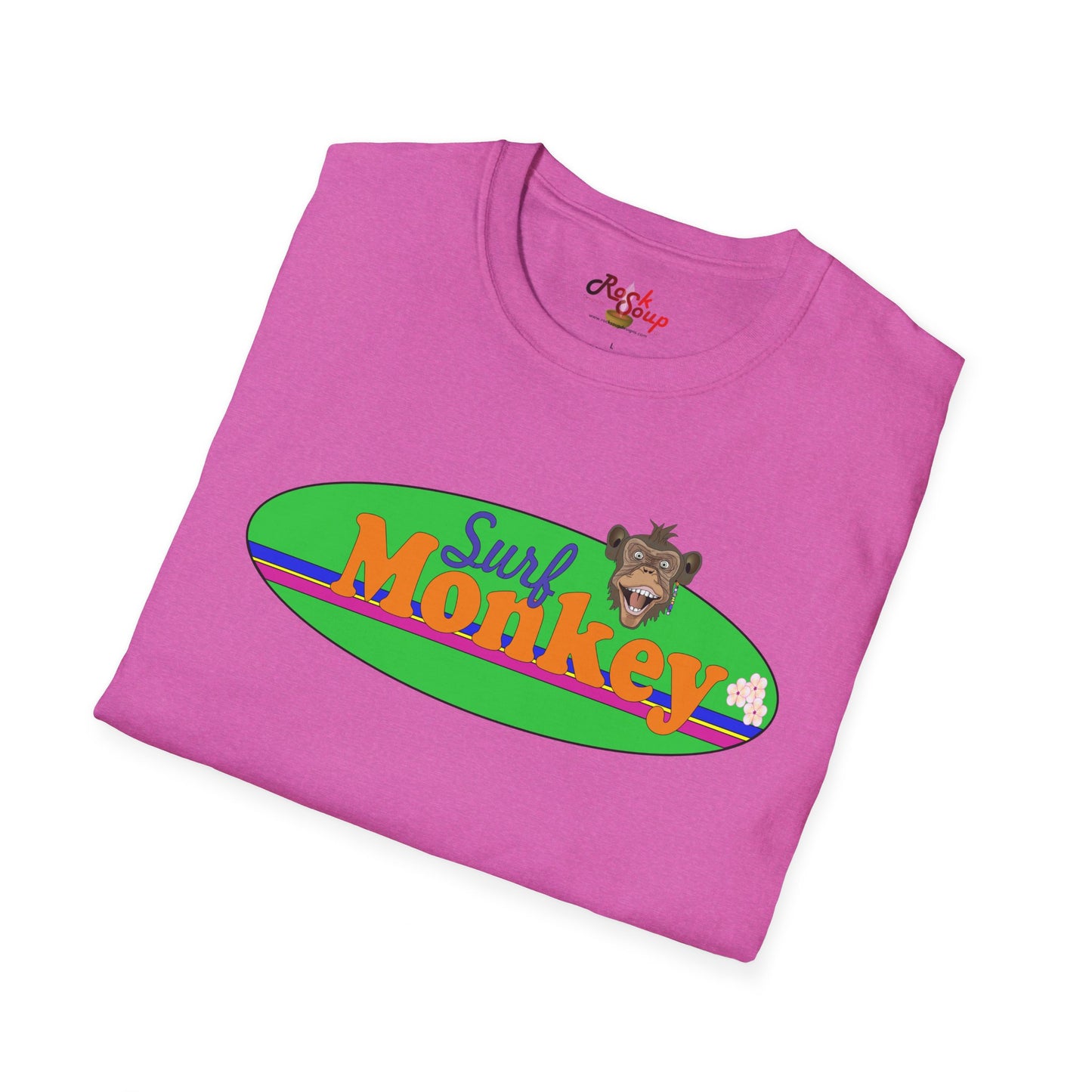 Surf Monkey - Green - Unisex Crew Softstyle T-Shirt