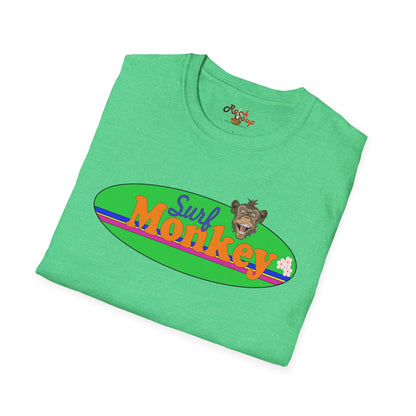 Surf Monkey - Green - Unisex Crew Softstyle T-Shirt