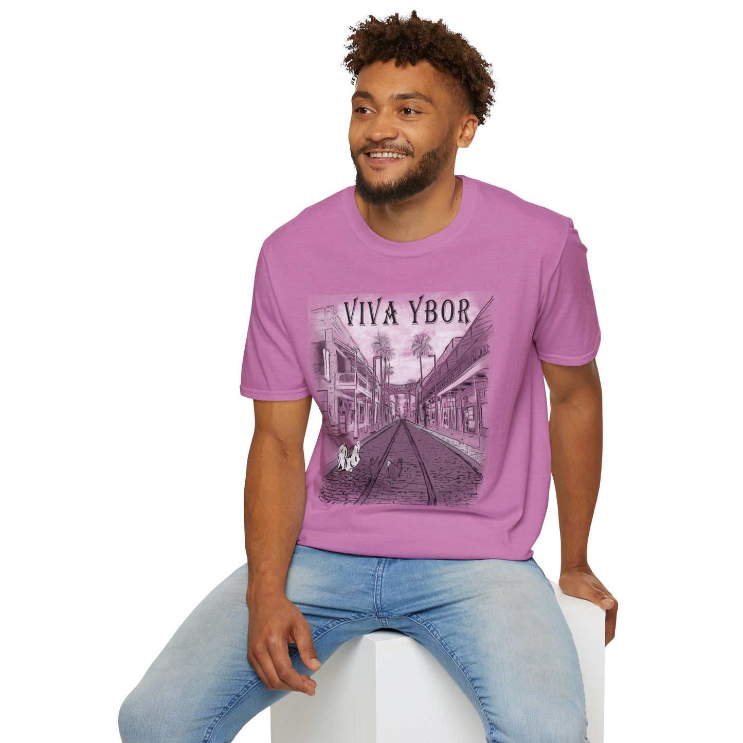 The Floridian - B&W Viva Ybor - Unisex Crew Softstyle T-Shirt