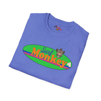 Surf Monkey - Green - Unisex Crew Softstyle T-Shirt