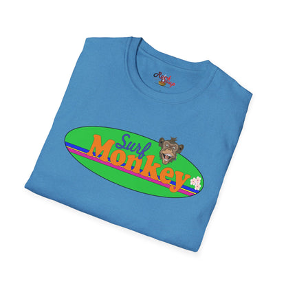 Surf Monkey - Green - Unisex Crew Softstyle T-Shirt