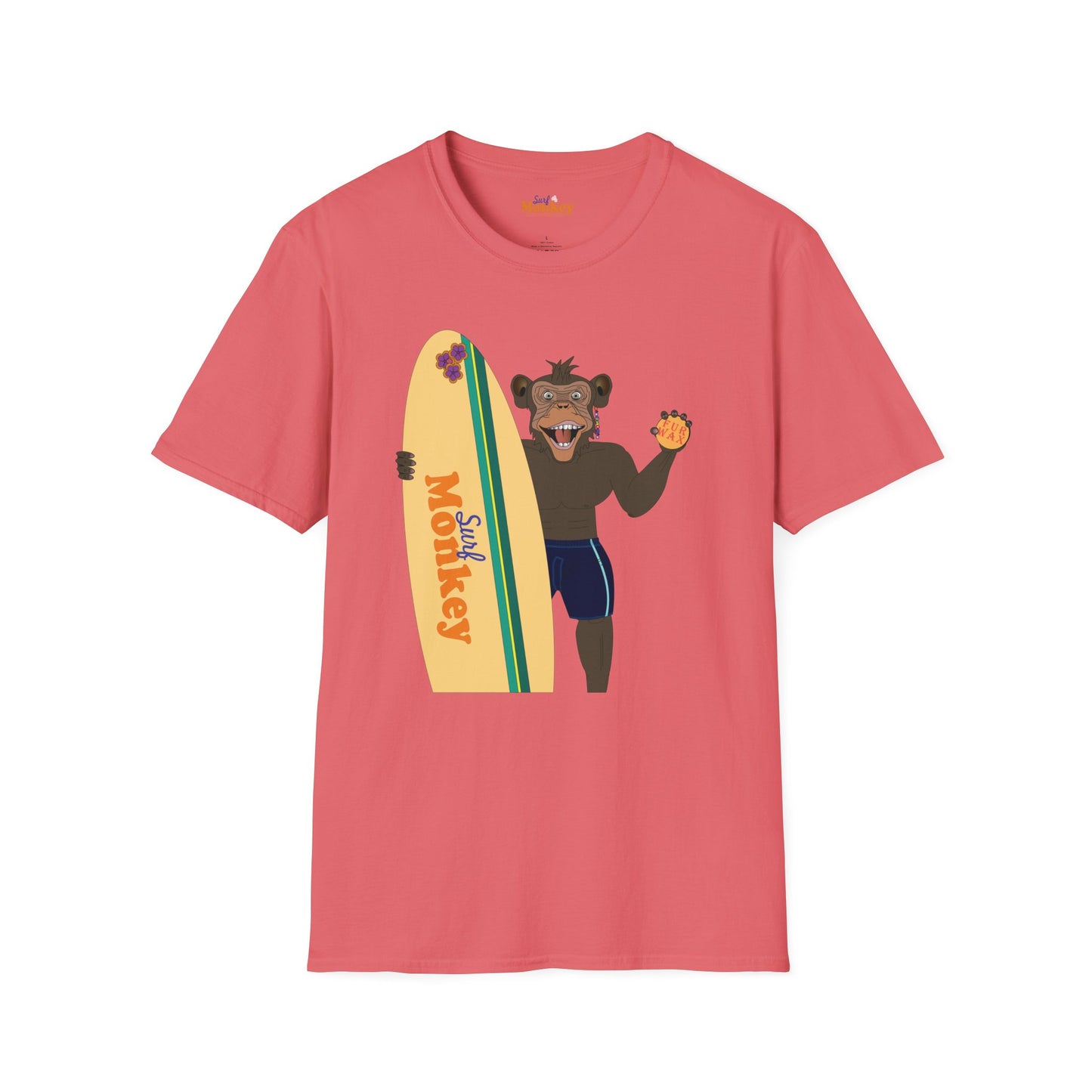 Surf Monkey Boy - Fur Wax - Unisex Crew Softstyle T-Shirt