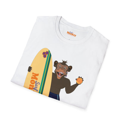 Surf Monkey Boy - Fur Wax - Unisex Crew Softstyle T-Shirt